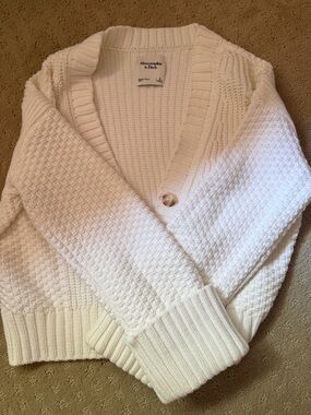 Abercrombie & Fitch Cream Textured Knit Cardigan